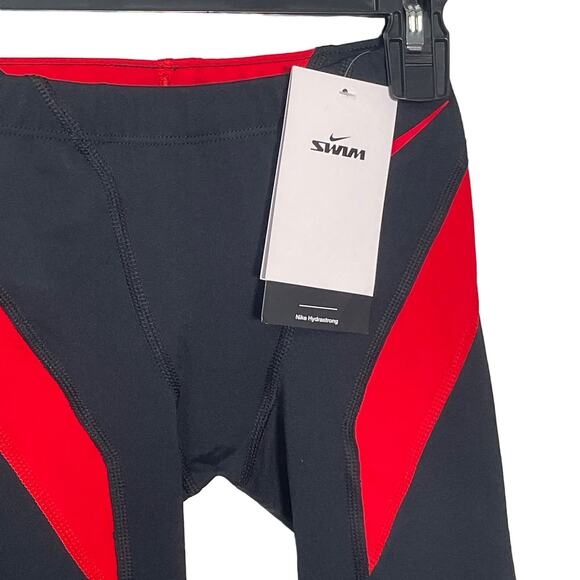 Nike Men's HydraStrong Colorblock Jammer Swimsuit Black/red 24 - Picture 3 of 7